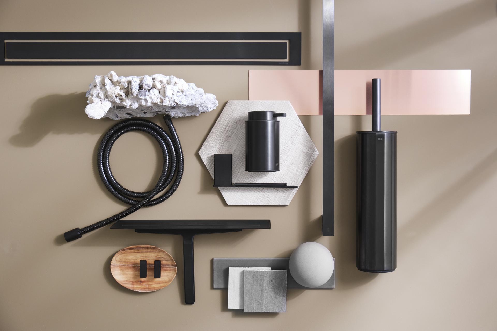 Unidrain - Reframe, assortiment van badkamer accessoires zwart